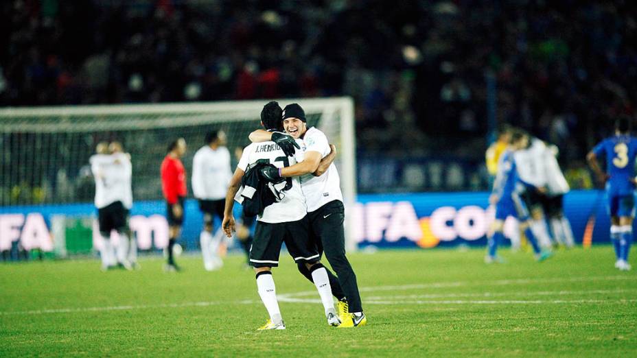 Jorge Henrique do Corinthians comemora vitória sobre o Chelsea, na final do Mundial de Clubes da Fifa, Yokohama