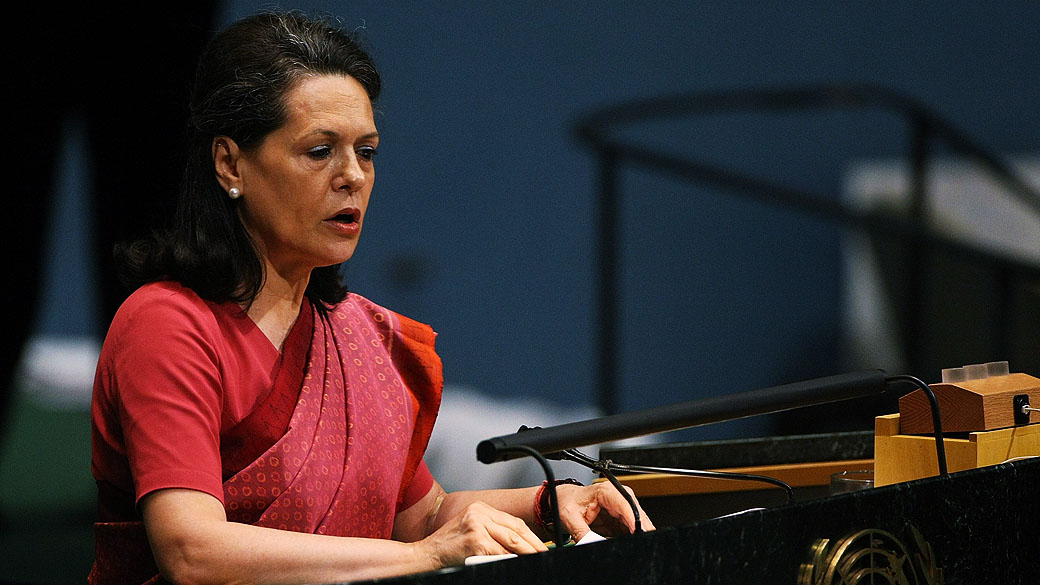 Sonia Gandhi presidente da United Progressive Alliance, aborda a 62 ª sessão da Assembleia Geral das Nações Unidas na sede da ONU