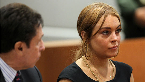 A atriz Lindsay Lohan durante julgamento em janeiro de 2013