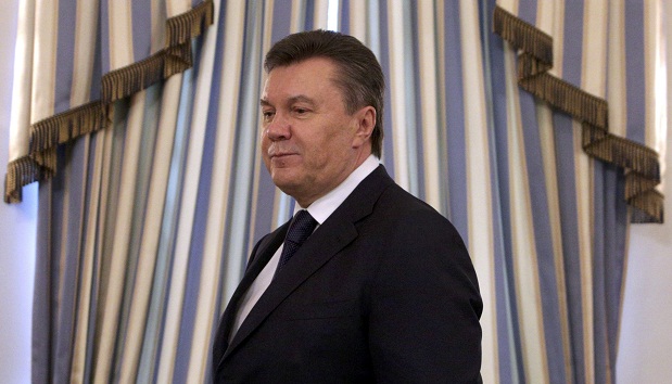 O ex-presidente ucraniano Viktor Yanukovich em sua última aparição pública, no dia 21 de fevereiro