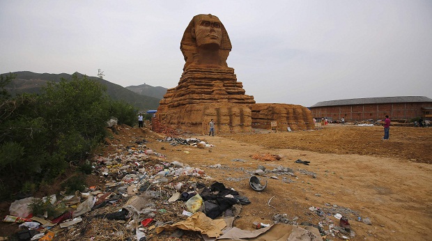 A réplica chinesa da Esfinge que foi construída na província de Hebei