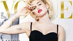 Detalhe da capa da Vogue alemã com Miley Cyrus