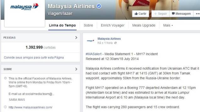 Malaysia Airlines confirma perda de contato com voo da companhia sobre a Ucrânia