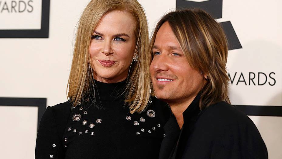 Keith Urban e Nicole Kidman durante a 57ª edição do Grammy, premiação que elege os melhores da música internacional, que acontece neste domingo (08)
