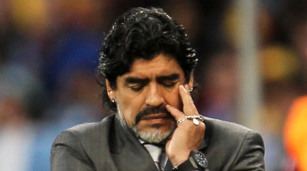 Maradona em sua última partida como técnico da seleção da Argentina: a derrota de 4 a 0 para a Alemanha
