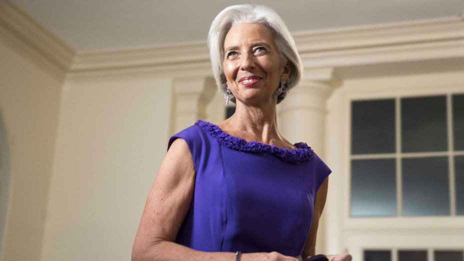 A diretora-geral do Fundo Monetário Internacional (FMI), Christine Lagarde, chega à Casa Branca para o jantar de estado servido ao presidente francês François Hollande