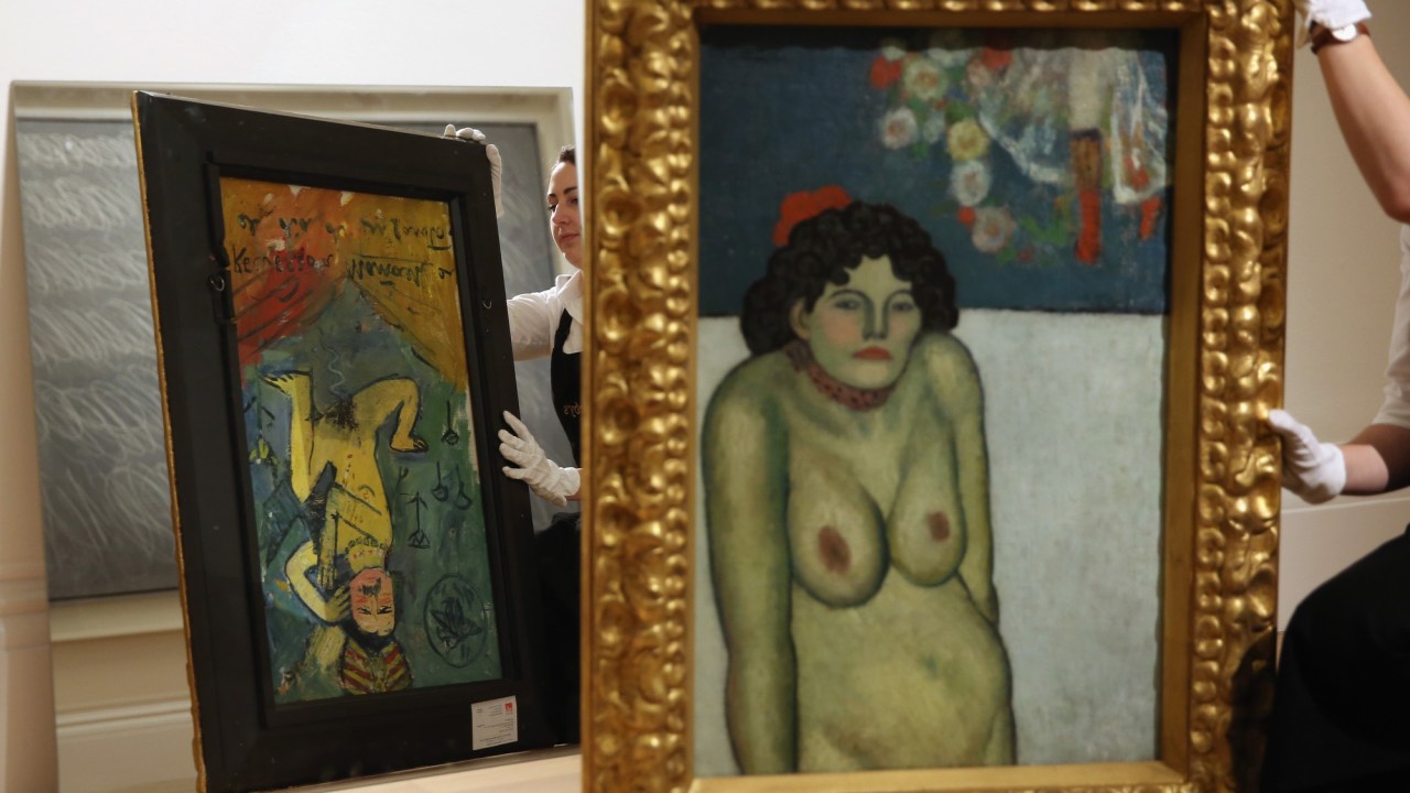 A pintura 'La Gommeuse' de Pablo Picasso e o reflexo do verso, onde se escondia uma tela oculta