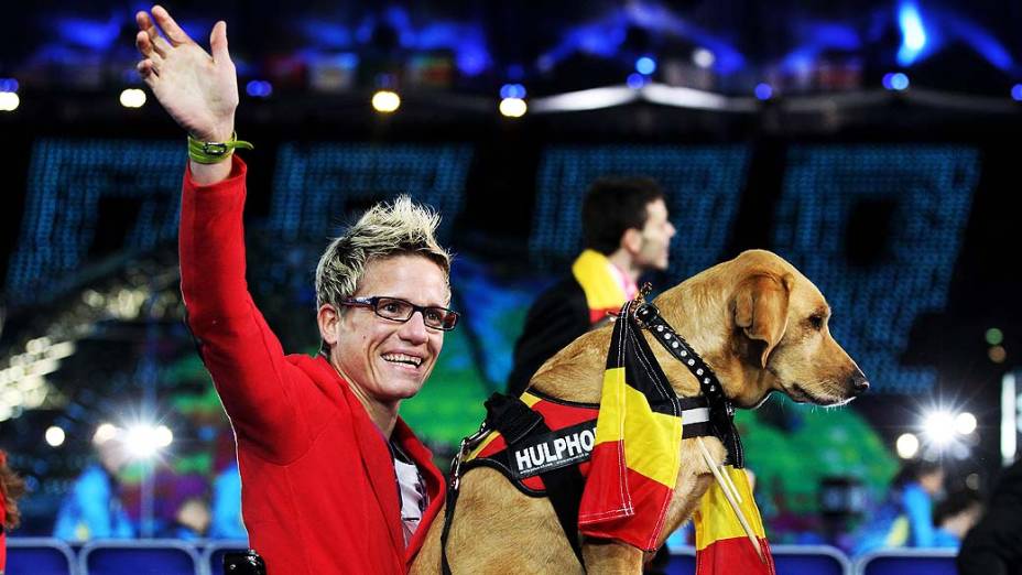 Atleta da Bélgica durante cerimônia de abertura das Paralimpíadas em Londres, em 29/08/2012