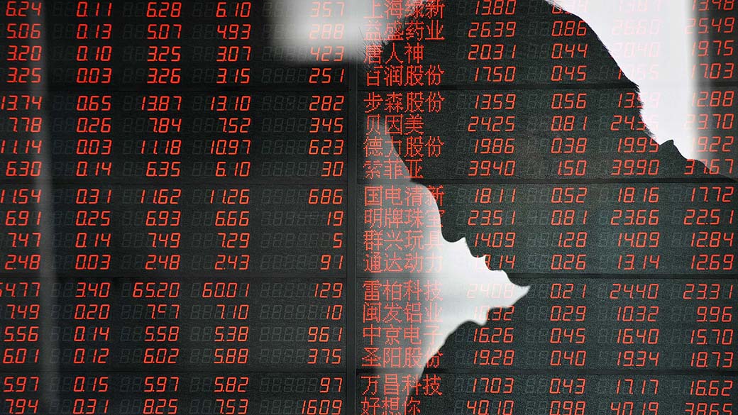 Painel eletrônico de bolsa de valores na China