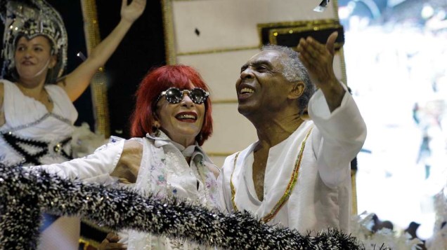 Rita Lee e Gilberto Gil no desfile da Águia de Ouro, em São Paulo