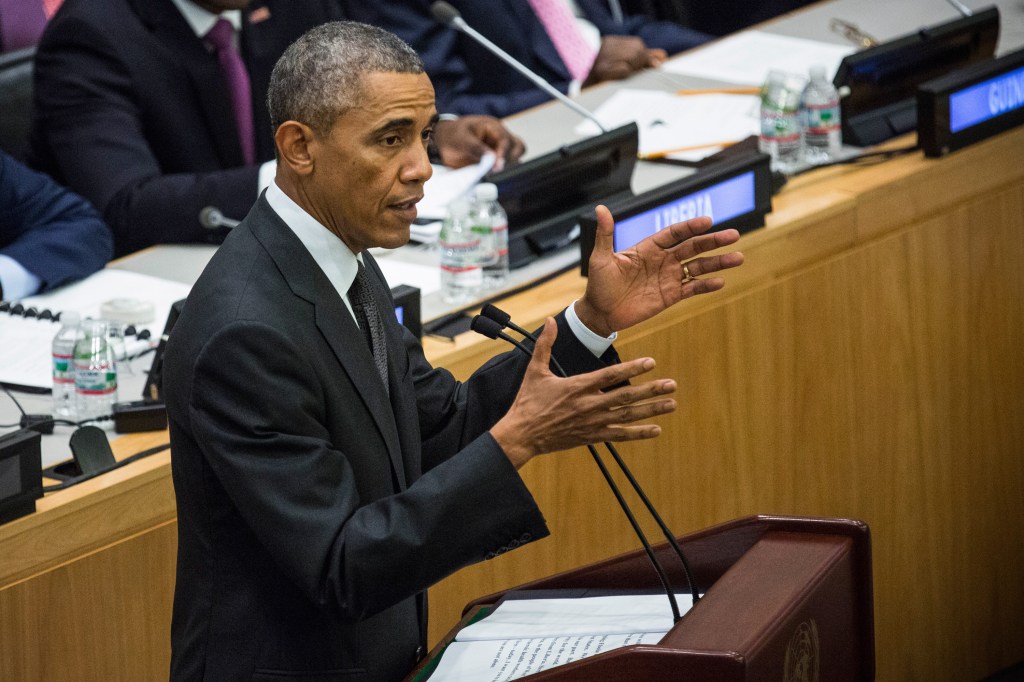 O presidente dos Estados Unidos, Barack Obama, durante reunião da ONU que discutiu a atual epidemia de ebola da África Ocidental