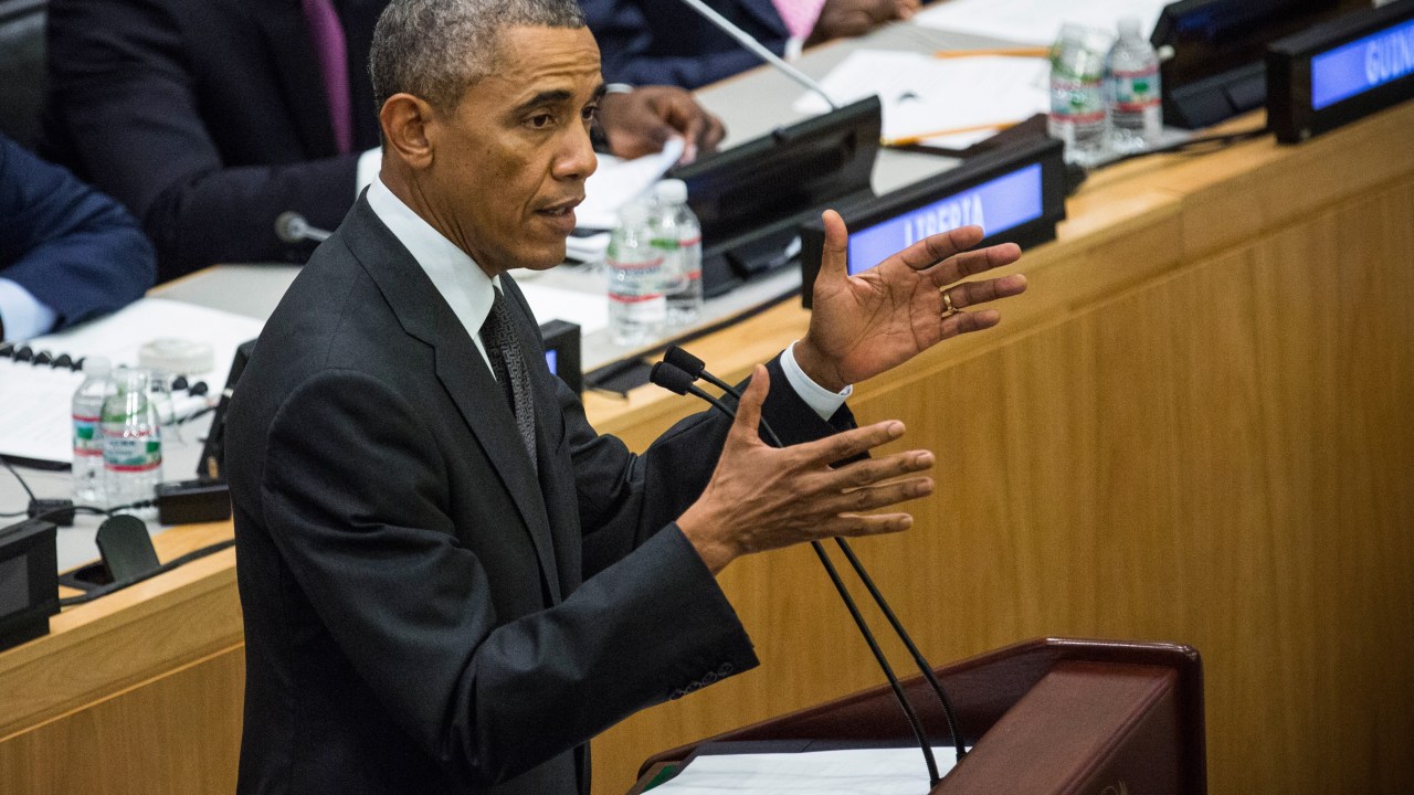 O presidente dos Estados Unidos, Barack Obama, durante reunião da ONU que discutiu a atual epidemia de ebola da África Ocidental
