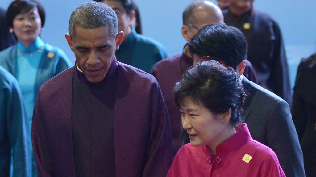 O presidente americano, Barack Obama, e a presidente sul-coreana, Park Geun-hye