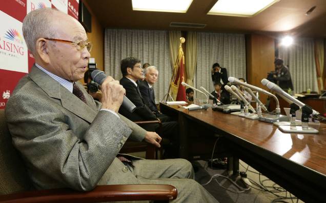<p>O professor Isamu Akasaki, vencedor do Nobel de Física 2014, durante coletiva de imprensa realizada após anúncio do prêmio</p>