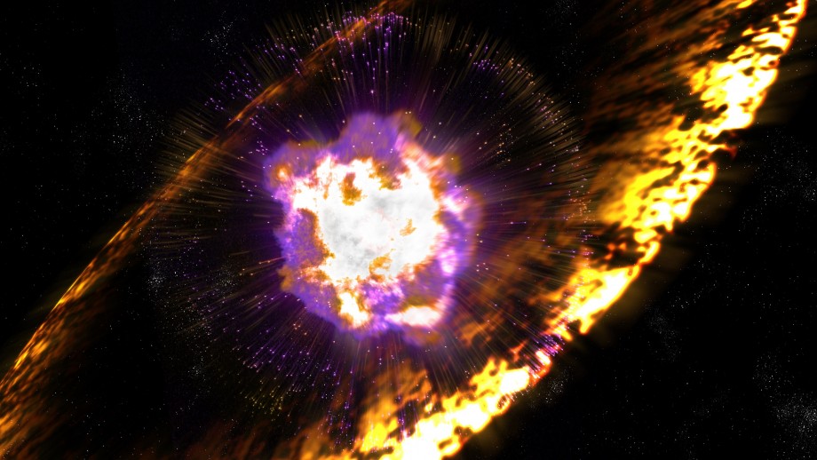 Concepção artística de uma supernova, como a que pode ter afetado o clima terrestre há milhões de anos