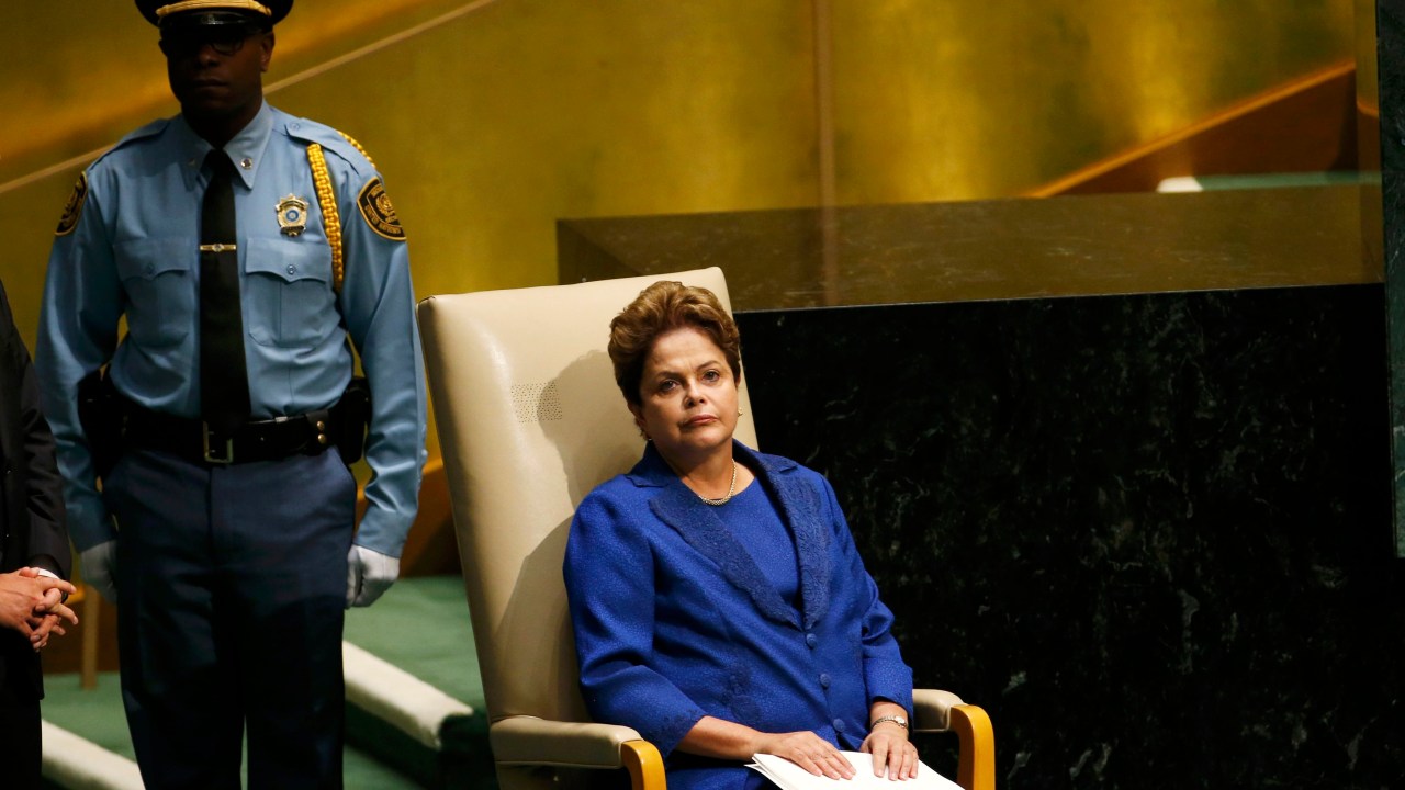 A presidente Dilma Rousseff aguarda para discursar na Assembleia Geral das Nações Unidas, em Nova York