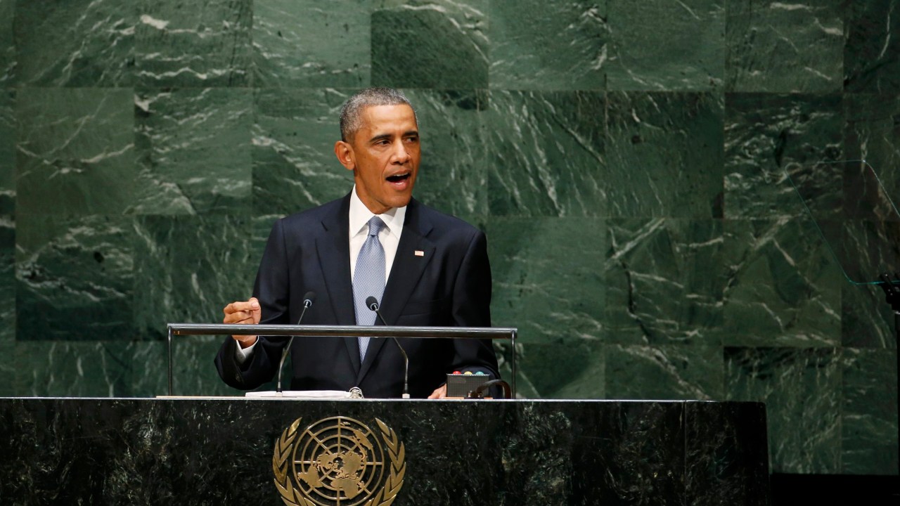 O presidente Barack Obama durante discurso na 69ª sessão da Assembleia Geral da ONU, em Nova York
