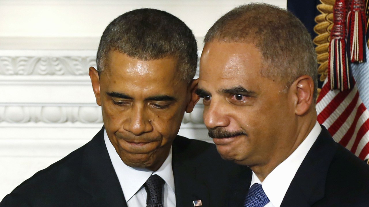 O presidente americano, Barack Obama, e o secretário de Justiça dos Estados Unidos, Eric Holder