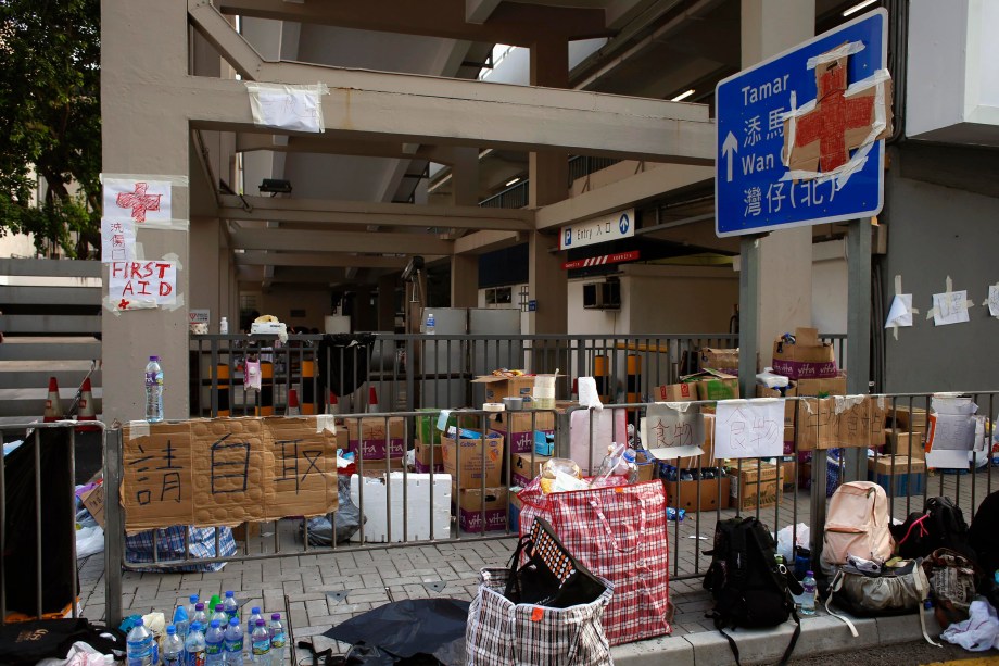 Estação de primeiros-socorros no distrito financeiro de Hong Kong