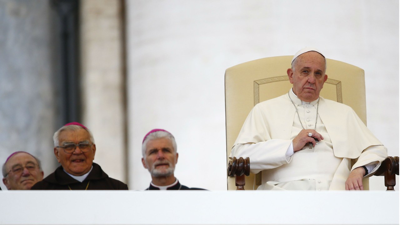 O papa Francisco durante uma cerimônia no Vaticano