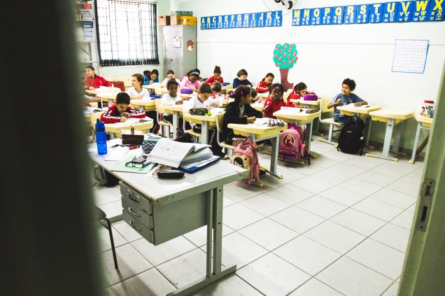 Sala de aula na escola municipal Abel Maria Torres, na zona rural de Vinhedo (SP)