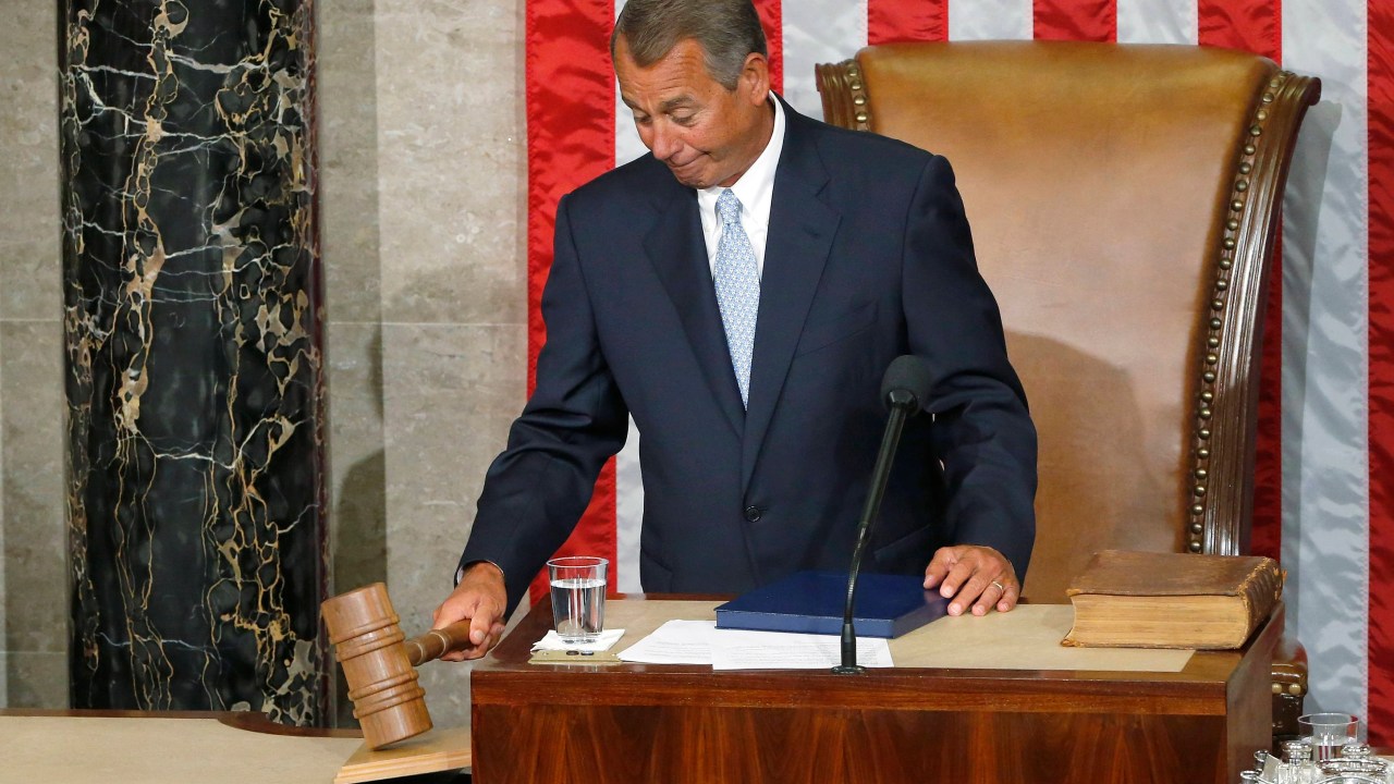O republicano John Boehner foi eleito para seu terceiro mandato como presidente da Câmara dos Deputados dos Estados Unidos