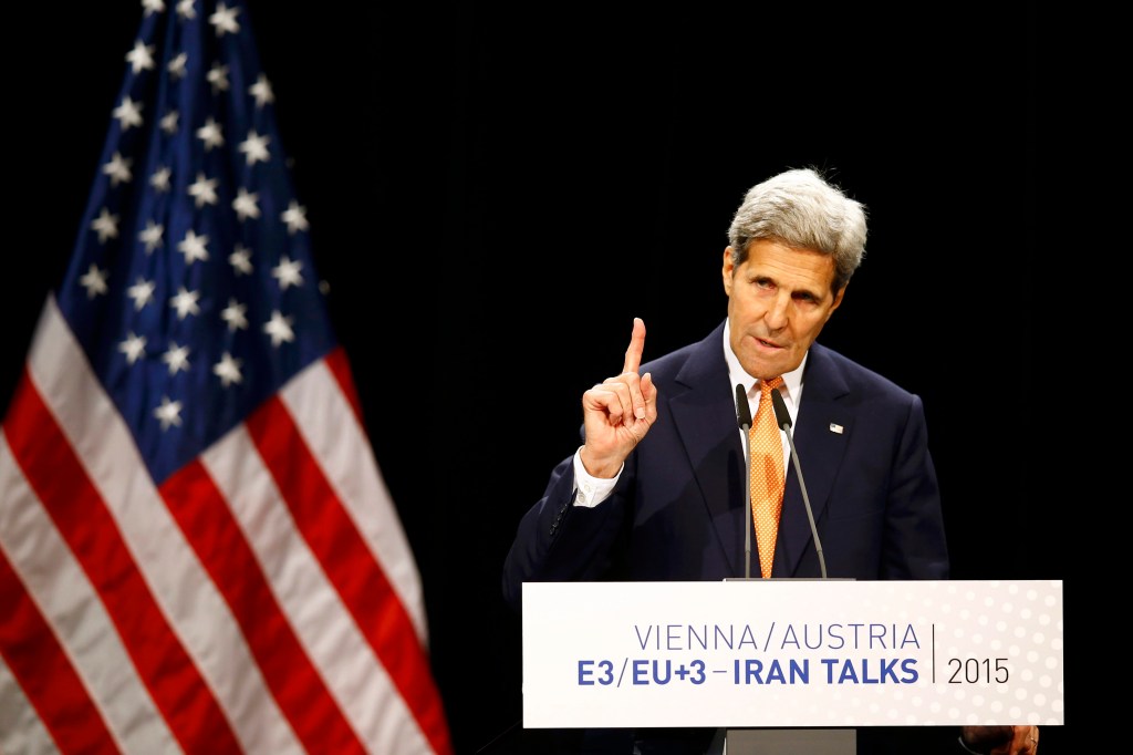 O Secretário de Estado americano, John Kerry, faz seu pronunciamento oficial sobre o acordo nuclear iraniano em Viena