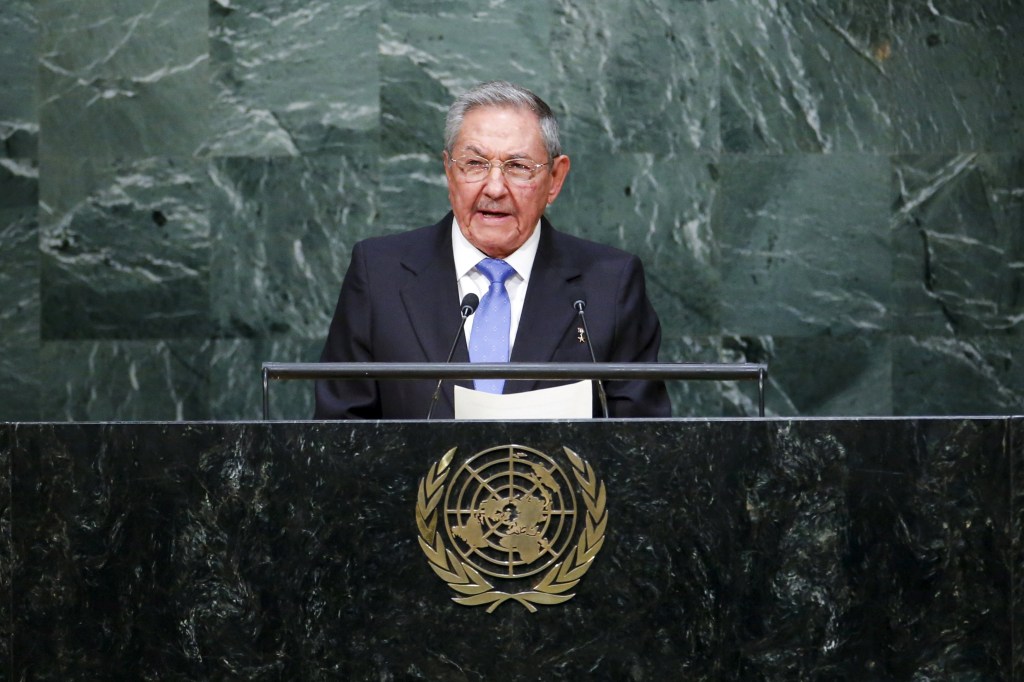 O presidente cubano Raúl Castro discursa na 70ª Assembleia Geral da ONU