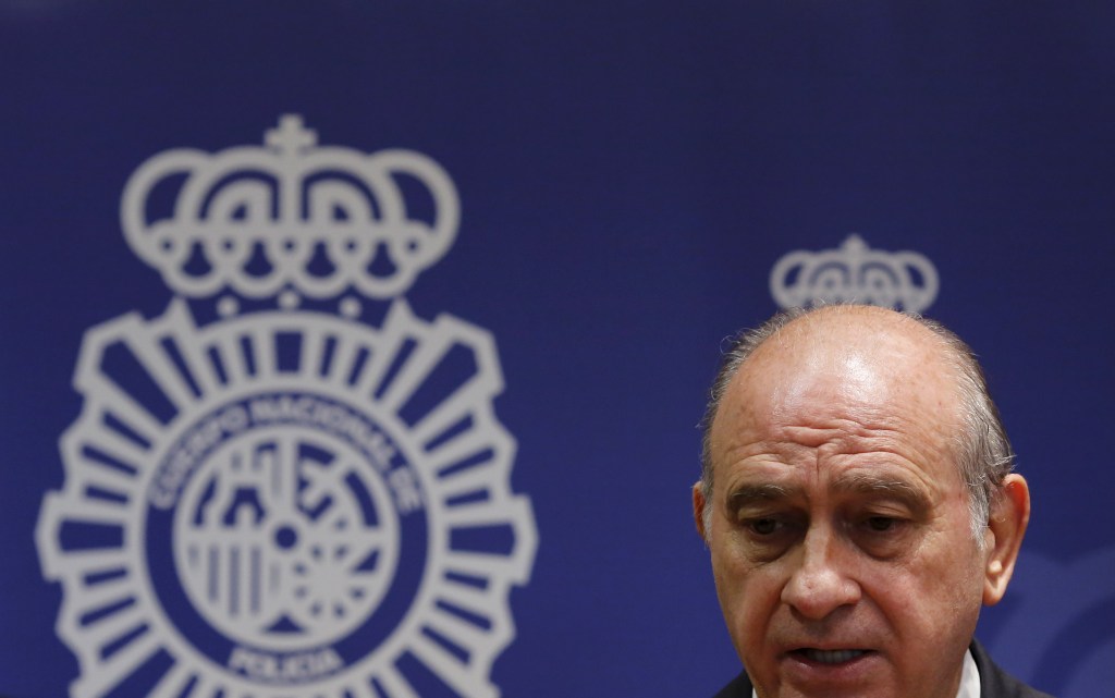 Jorge Fernandez Díaz, ministro do Interior da Espanha, durante uma confêrencia sobre terrorismo
