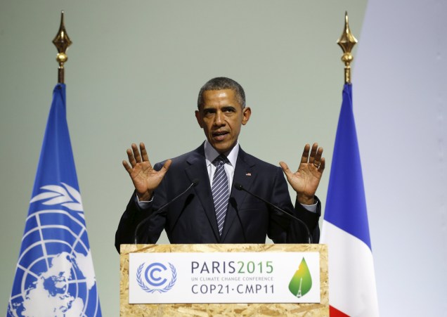 <p>O presidente americano, Barack Obama, na abertura da conferência sobre o clima, em Paris</p>