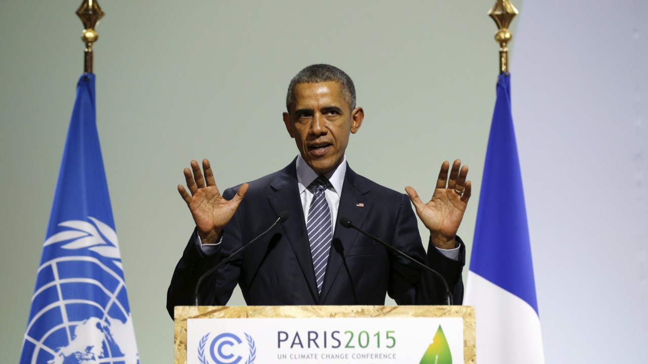 O presidente americano, Barack Obama, na abertura da conferência sobre o clima, em Paris