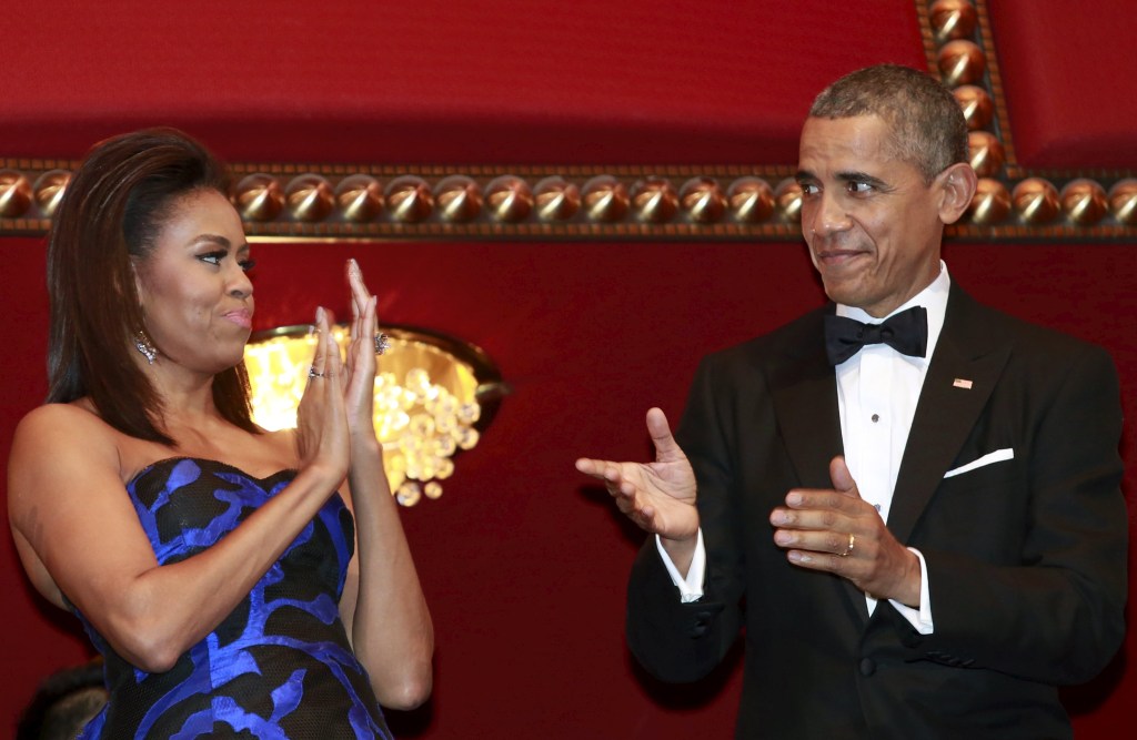 Barack Obama e Michelle Obama no Centro Kennedy, em Washington, no dia 7 de dezembro de 2015