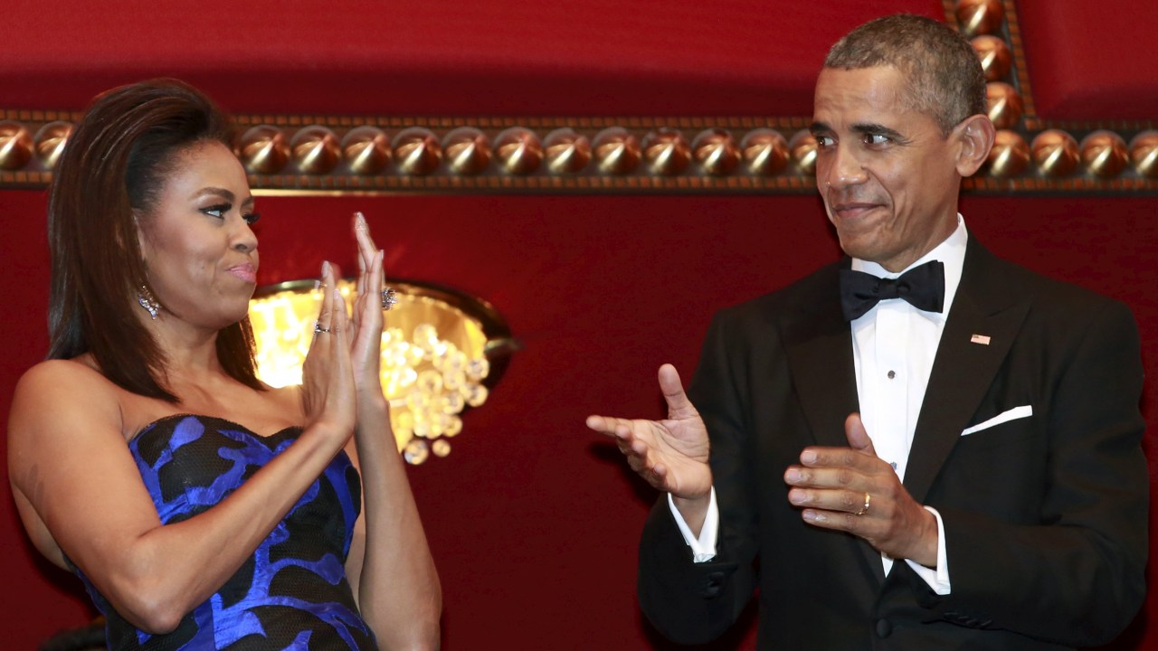 Barack Obama e Michelle Obama no Centro Kennedy, em Washington, no dia 7 de dezembro de 2015