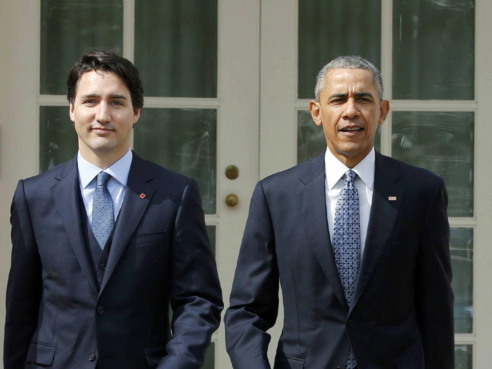 O primeiro-ministro canadense, Justin Trudeua e Barack Obama
