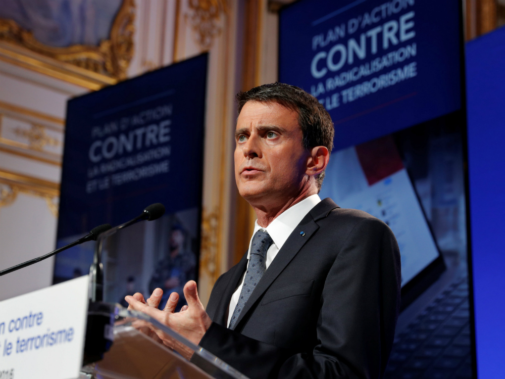 O premiê francês, Manuel Valls, durante anúncio de novo plano antiterrorismo
