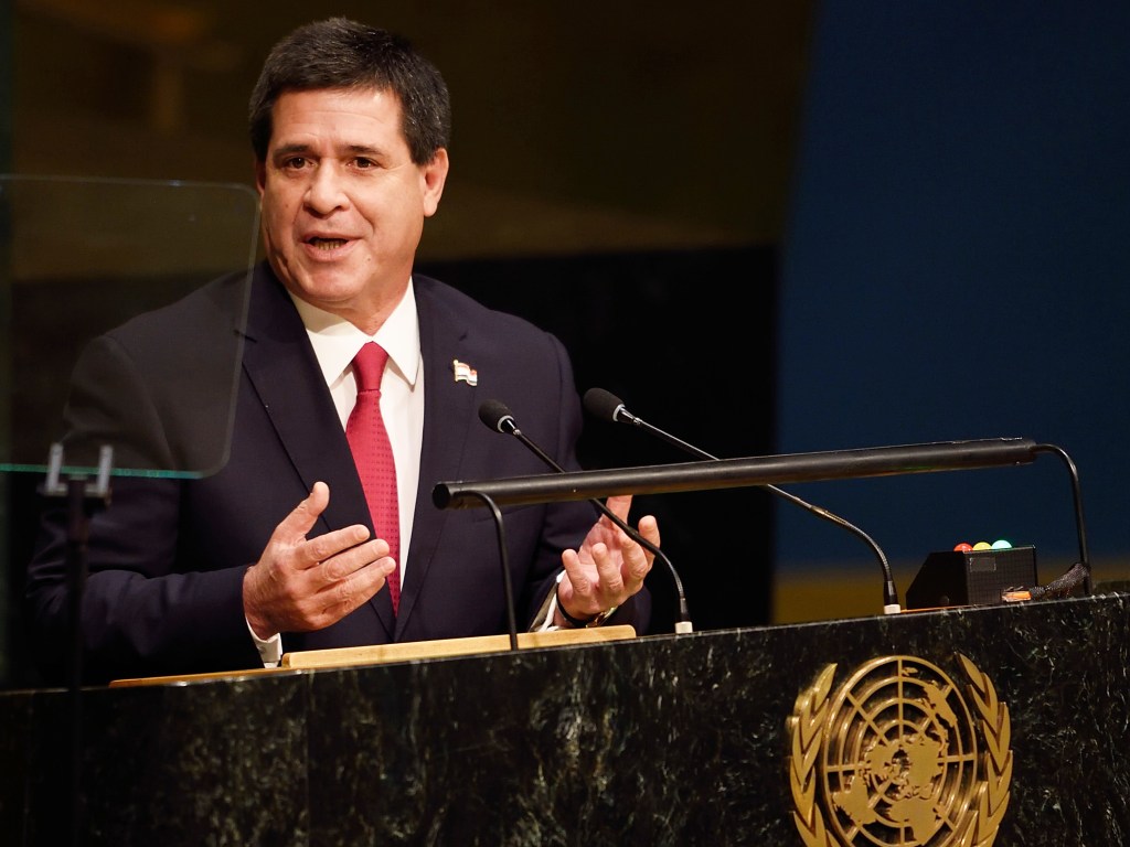 O presidente do Paraguai, Horacio Cartes, em discurso na ONU