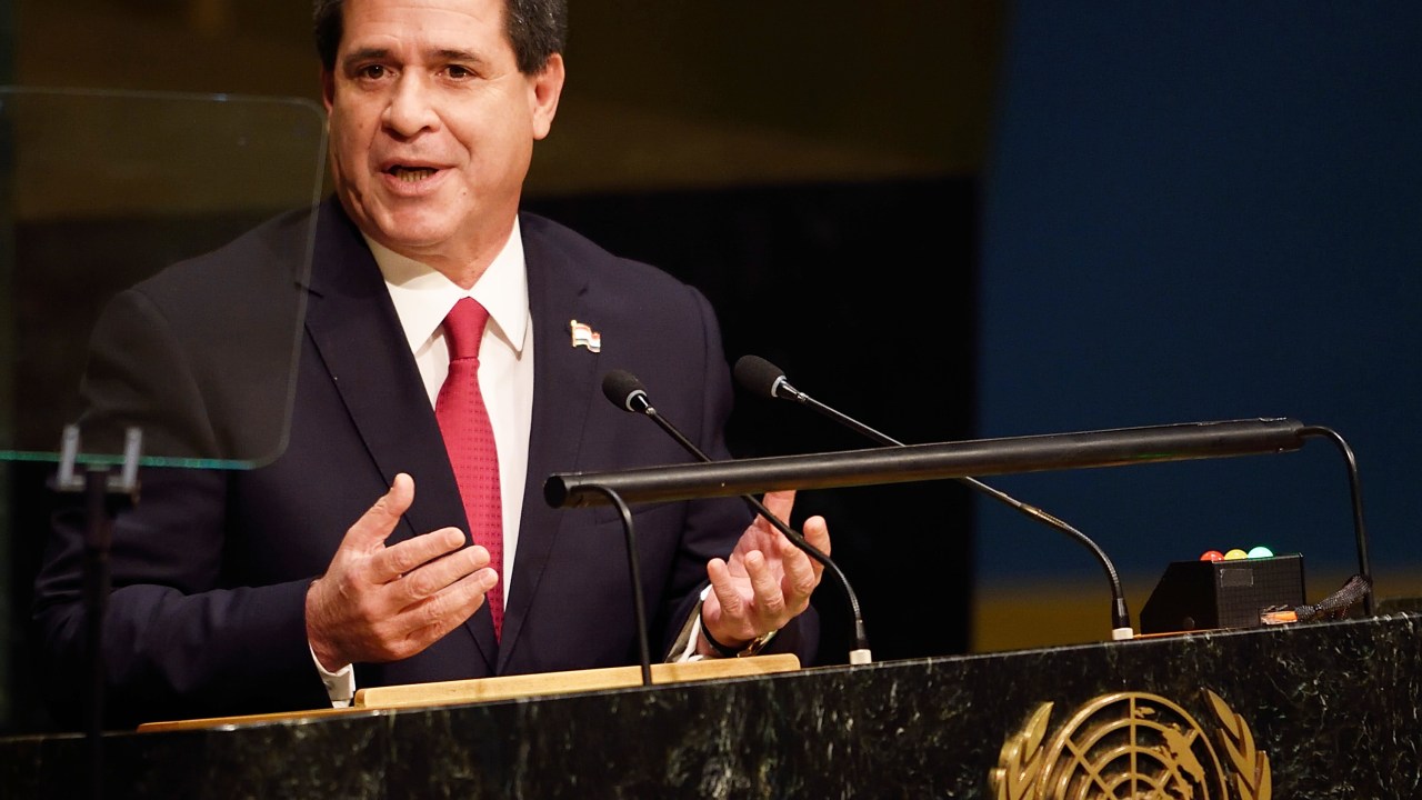 O presidente do Paraguai, Horacio Cartes, em discurso na ONU