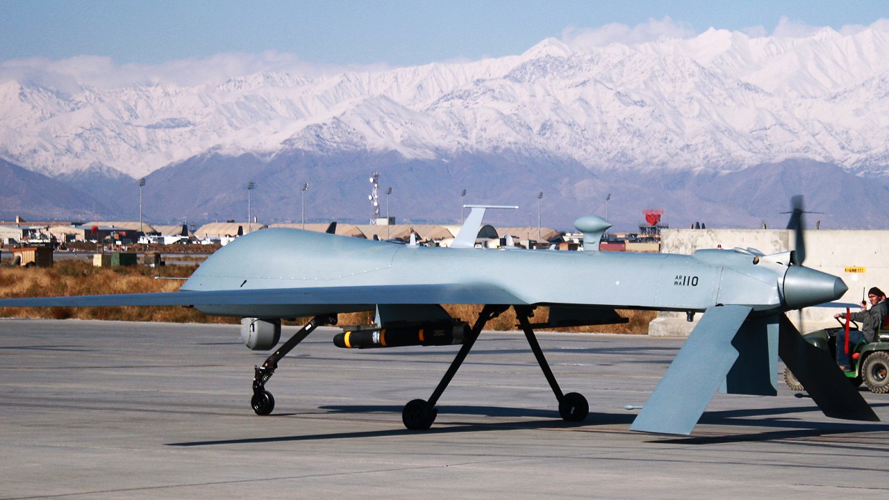Drone americano na base de Bagram, no Afeganistão