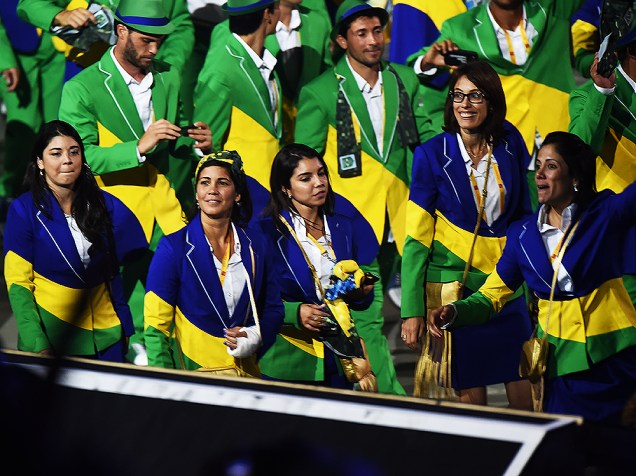 Delegação brasileira é recebida no Rogers Centre em Toronto, no Canadá, durante a cerimônia de abertura dos Jogos Pan-Americanos