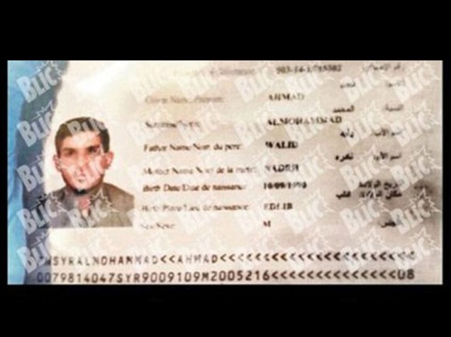 Imagem do passaporte de Ahmed Almuhamed, o segundo terrorista identificado durante os ataques na França