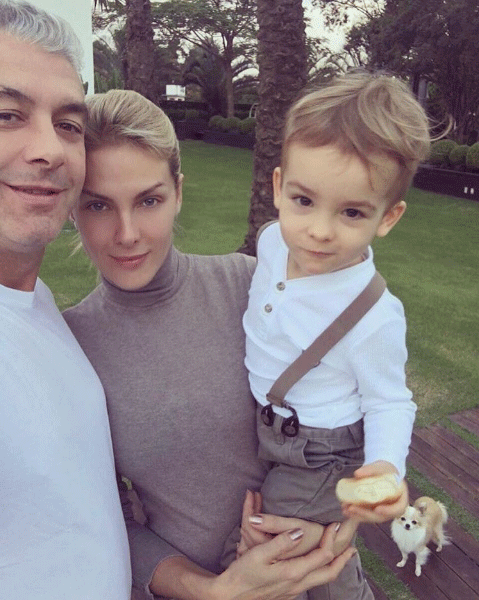 Ana Hickmann, o marido, Alexandre Corrêa, e o filho, Alexandre