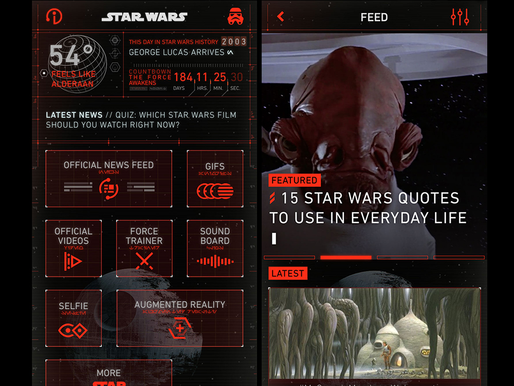 O aplicativo de Star Wars está disponível para iOS e Android