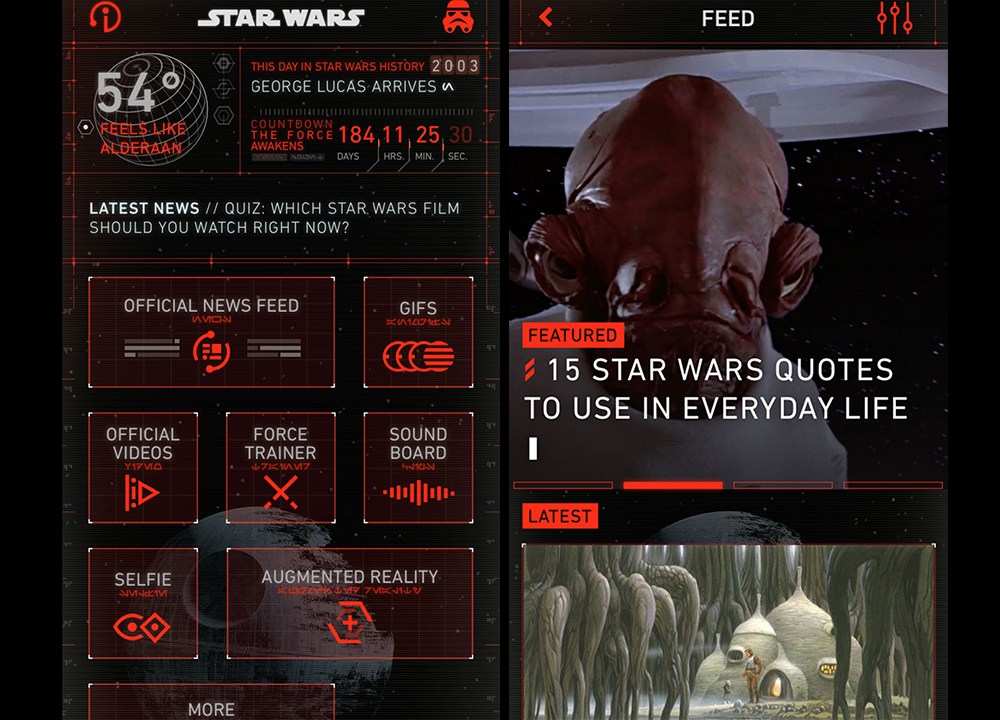 O aplicativo de Star Wars está disponível para iOS e Android