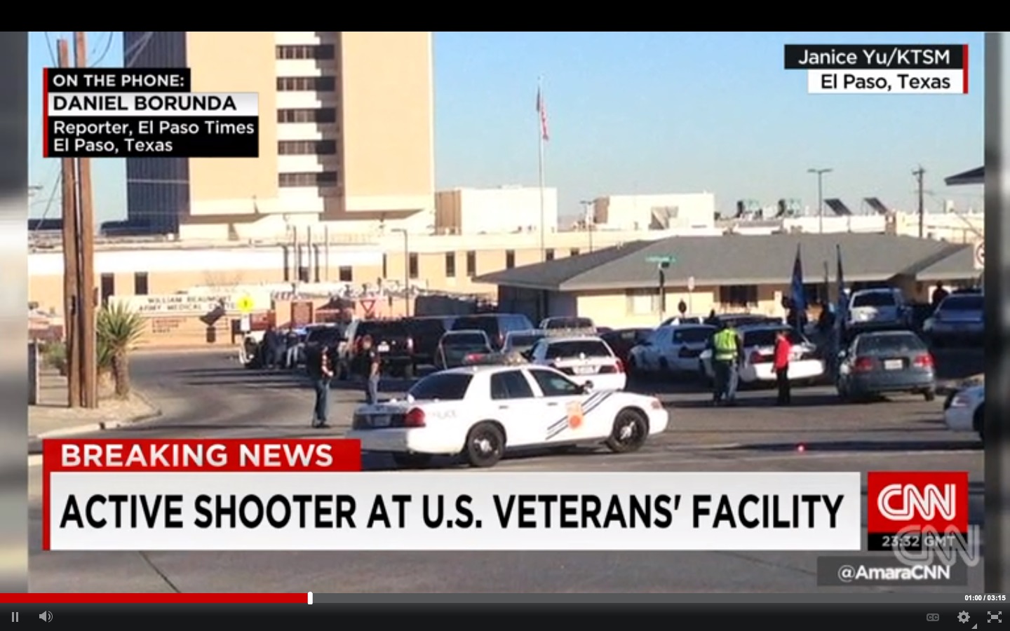 Policiais isolaram o Centro Médico Militar William Beaumont, em El Paso, no Texas