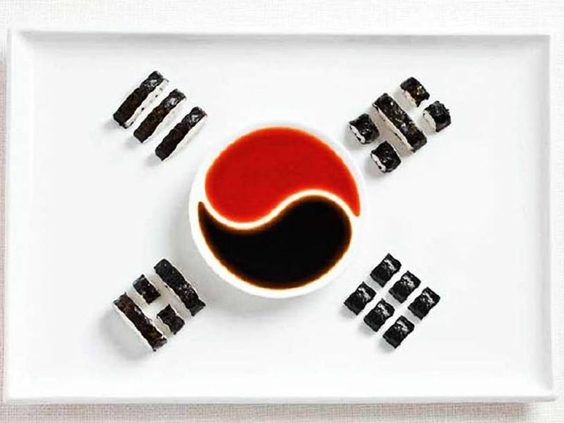 Bandeira da Coreia do Sul: Kimbap e molhos