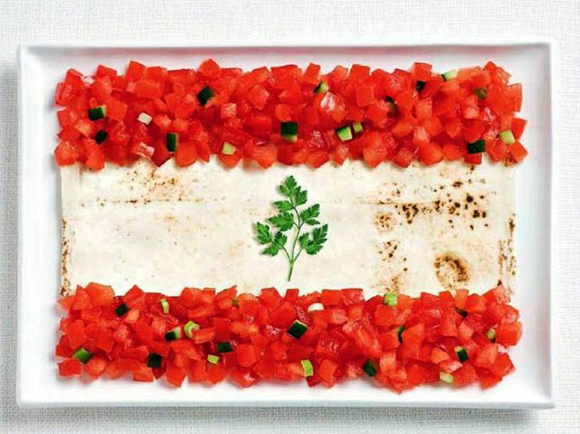 Bandeira do Líbano: Tomates, pão pita e salsa