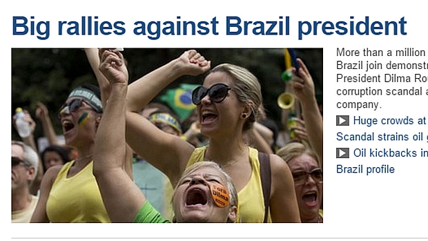BBC ilustra reportagem com foto de manifestantes no Brasil