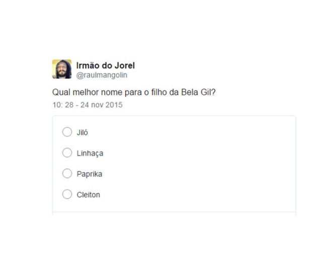 Possível batismo de filho de Bela Gil como Jiló faz a diversão das redes sociais