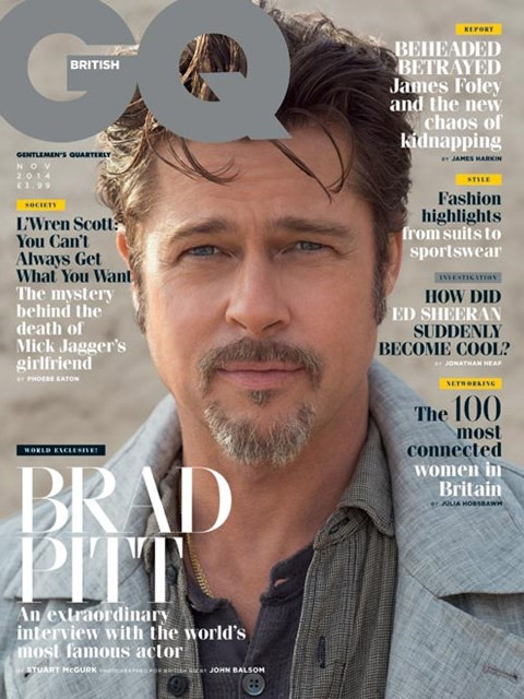 Brad Pitt na capa da edição de novembro de 2014 da GQ britânica