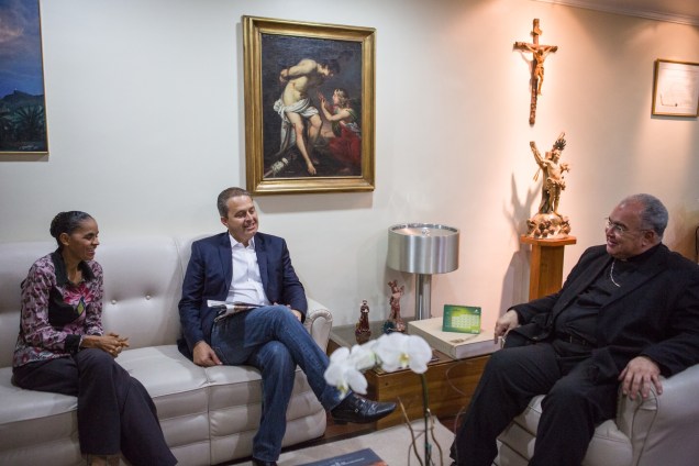 Eduardo Campos e Marina Silva participam de encontro com o Cardeal Arcebispo do Rio de Janeiro, Dom Orani Tempesta